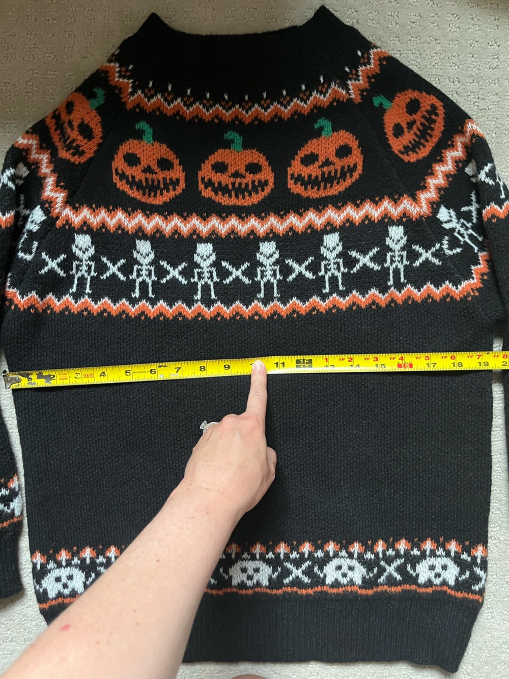 Women's Black Halloween Pumpkin Crewneck Sweater - Picture 13 of 13